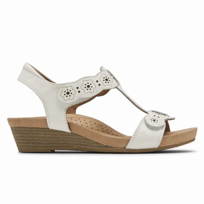 Cunhas Rockport Cobb Hill Hollywood T-Strap Mulher Branco PT-91857